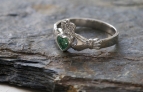 Green Diamond Claddagh Ring