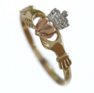 Three Colour Gold Claddagh ring. Rose,white,yellow gold