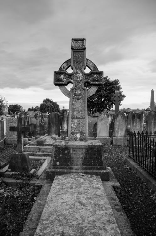 Celtic cross in a cemetery
