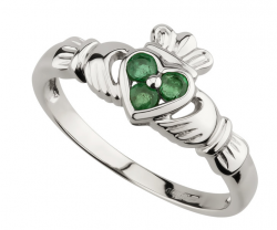 silver ring with emerald stones