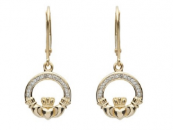 14k Gold Claddagh Earrings