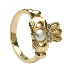 Claddagh Ring with Half Pearl