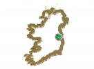 Map of Ireland Pendant with gemstone . (highly polished)