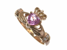 PINK SAPPHIRE CLADDAGH RING .