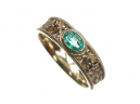 Emerald Celtic Ring with Trinity Knots