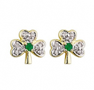 Diamond Emerald Shamrock Earrings