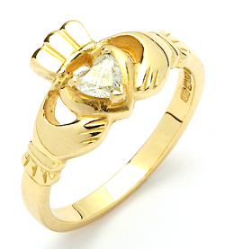 14k Diamond Claddagh Ring